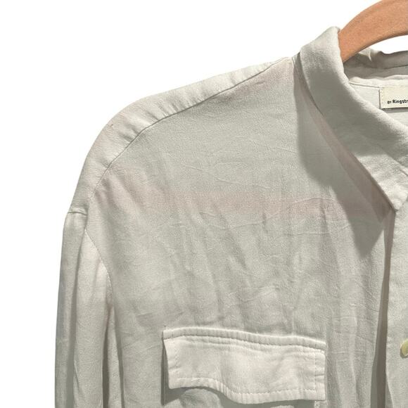 HOPE  STHLM White Gauzy Classic Coastal Basic Button Down Shirt Small - Picture 5 of 10